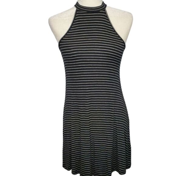 AMERICAN EAGLE dress high neck sleeveless black striped XS - Picture 1 of 6